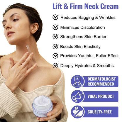 ZIXAOK Neck Cream for Tightening and Firming - Instant Face Lift Cream with Hyaluronic Acid & Vitamin E - Wrinkle Reduction & Deep Hydration for All Skin Types, 1.7 fl oz