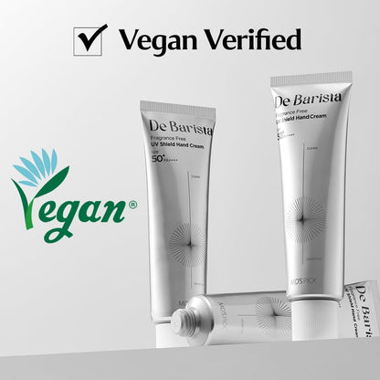 MD'S PICK De Barista Sun Shield Hand Cream SPF50+/PA++++ 50g – Fragrance-Free, Vegan, Lightweight UV Protect Hand Moisturizer Avelisse