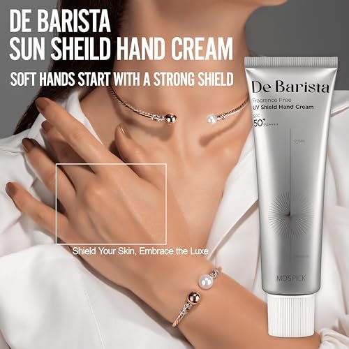 MD'S PICK De Barista Sun Shield Hand Cream SPF50+/PA++++ 50g – Fragrance-Free, Vegan, Lightweight UV Protect Hand Moisturizer Avelisse