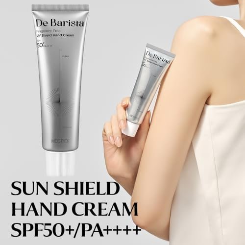 MD'S PICK De Barista Sun Shield Hand Cream SPF50+/PA++++ 50g – Fragrance-Free, Vegan, Lightweight UV Protect Hand Moisturizer Avelisse