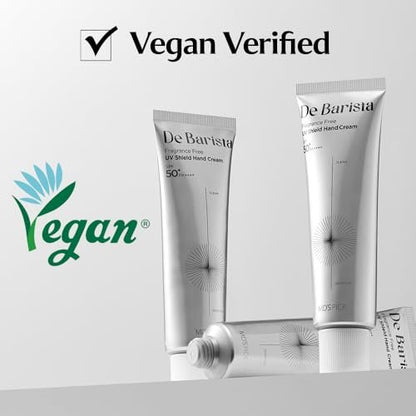 MD'S PICK De Barista Sun Shield Hand Cream SPF50+/PA++++ 50g – Fragrance-Free, Vegan, Lightweight UV Protect Hand Moisturizer Avelisse
