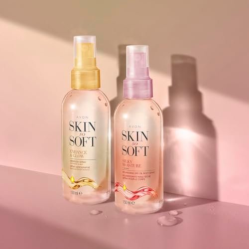AVON SKIN SO SOFT Moisturizing Argan Body Oil for Hydrated, Glowing Skin - Dry Oil Spray, 150ml (2-Pack) Avelisse