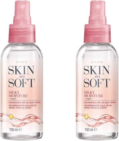 AVON SKIN SO SOFT Moisturizing Argan Body Oil for Hydrated, Glowing Skin - Dry Oil Spray, 150ml (2-Pack) Avelisse
