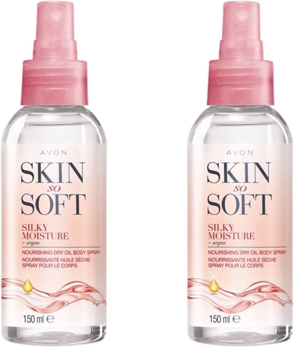 AVON SKIN SO SOFT Moisturizing Argan Body Oil for Hydrated, Glowing Skin - Dry Oil Spray, 150ml (2-Pack) Avelisse