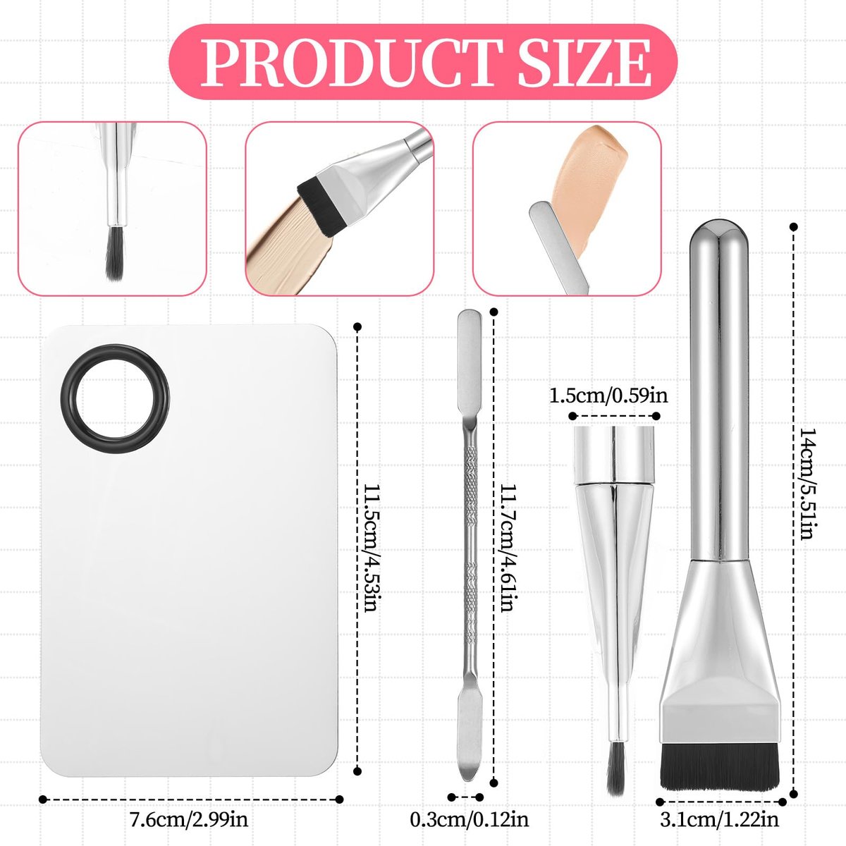 Ouligay 3-Piece Makeup Spatula Set with Mixing Palette – Metal Foundation Spatula & Palette Tray for Precise Makeup Application - görsel 9
