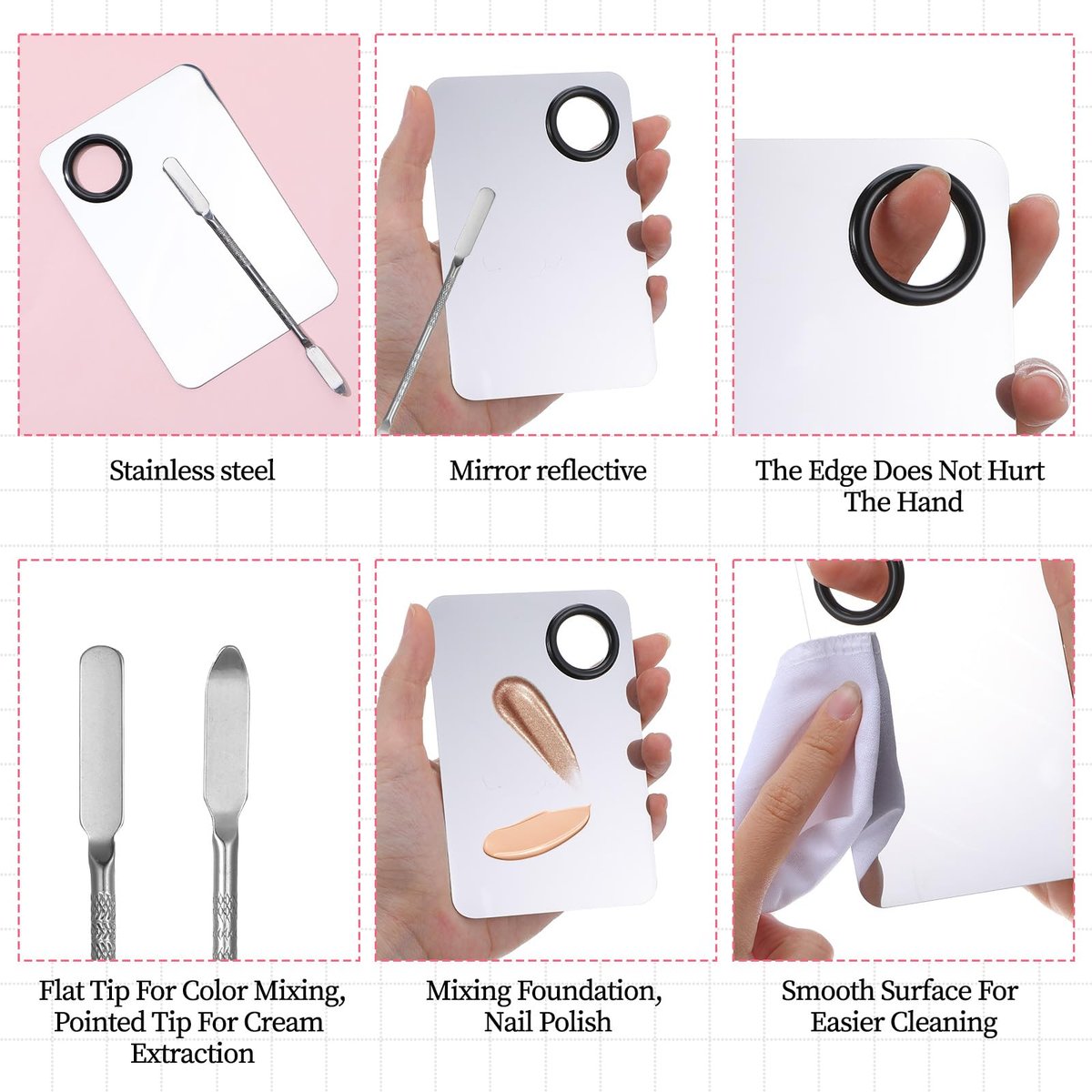 Ouligay 3-Piece Makeup Spatula Set with Mixing Palette – Metal Foundation Spatula & Palette Tray for Precise Makeup Application - görsel 7