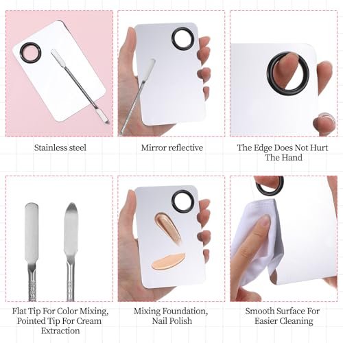 Ouligay 3-Piece Makeup Spatula Set with Mixing Palette – Metal Foundation Spatula & Palette Tray for Precise Makeup Application - görsel 8