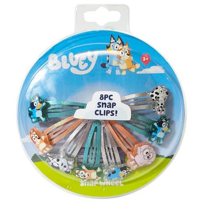 LUV HER Bluey Hair Clips for Girls - 8 Pack Multi Color Snap Clips Ages 3+