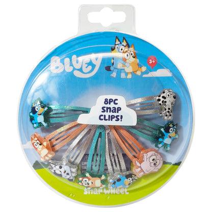 LUV HER Bluey Hair Clips for Girls - 8 Pack Multi Color Snap Clips Ages 3+