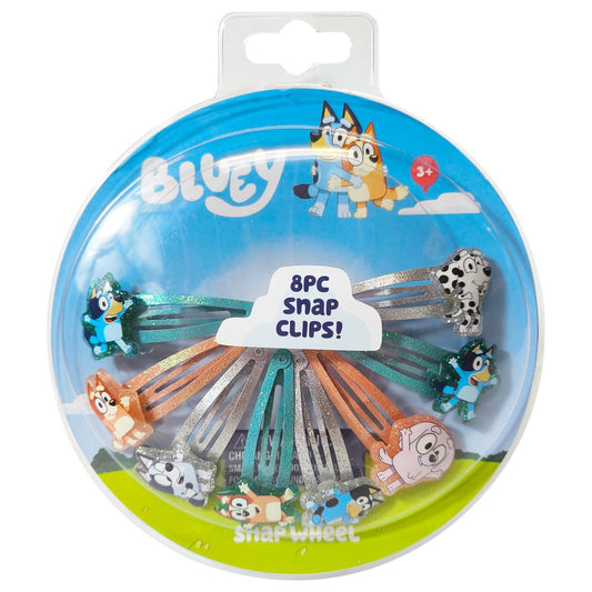 LUV HER Bluey Hair Clips for Girls - 8 Pack Multi Color Snap Clips Ages 3+