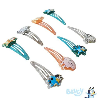 LUV HER Bluey Hair Clips for Girls - 8 Pack Multi Color Snap Clips Ages 3+