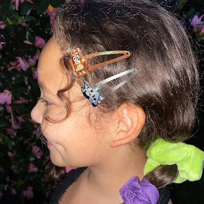 LUV HER Bluey Hair Clips for Girls - 8 Pack Multi Color Snap Clips Ages 3+