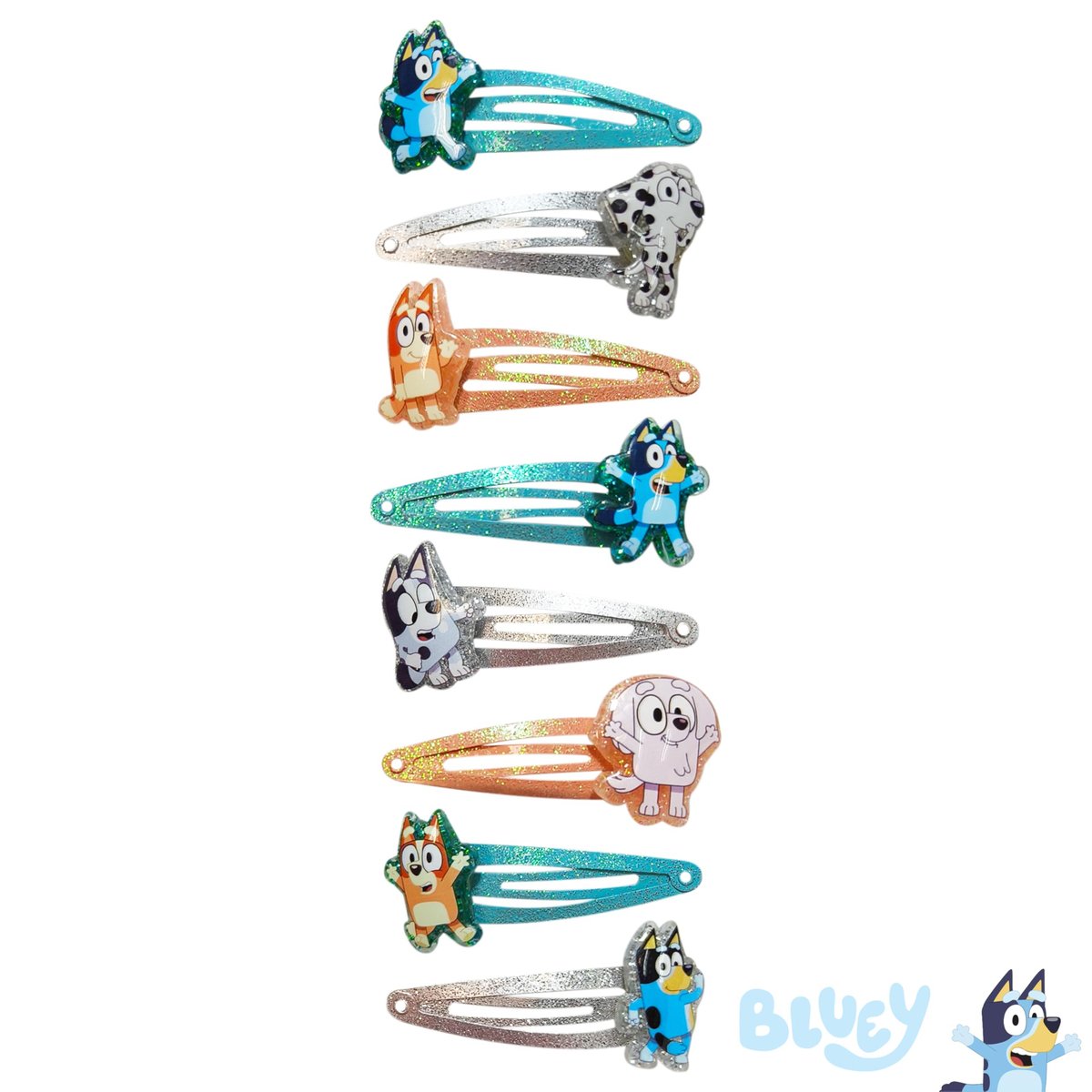 LUV HER Bluey Hair Clips for Girls - 8 Pack Multi Color Snap Clips Ages 3+ - görsel 3