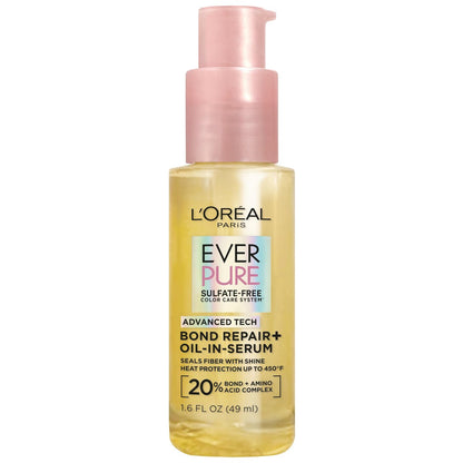 L'Oreal Paris EverPure Bond Repair Hair Oil-in-Serum – Heat Protectant & Strengthening Treatment for Damaged, Color-Treated Hair, 1.6 Fl Oz