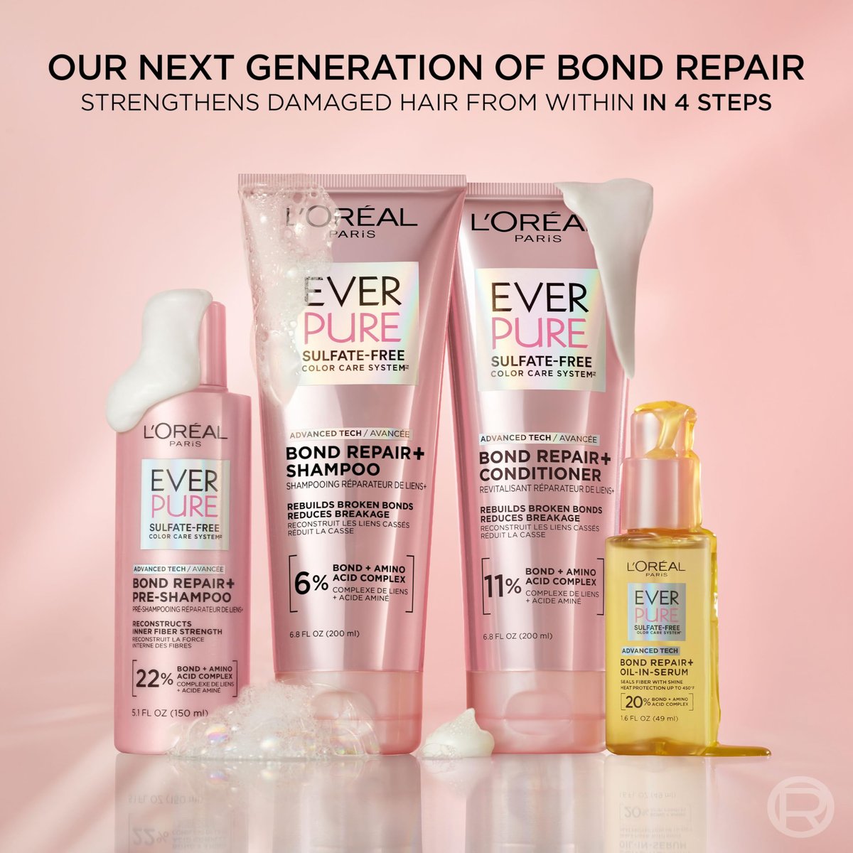 L'Oreal Paris EverPure Bond Repair Hair Oil-in-Serum – Heat Protectant & Strengthening Treatment for Damaged, Color-Treated Hair, 1.6 Fl Oz - görsel 7