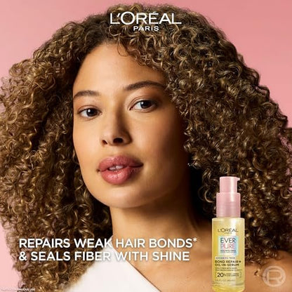 L'Oreal Paris EverPure Bond Repair Hair Oil-in-Serum – Heat Protectant & Strengthening Treatment for Damaged, Color-Treated Hair, 1.6 Fl Oz