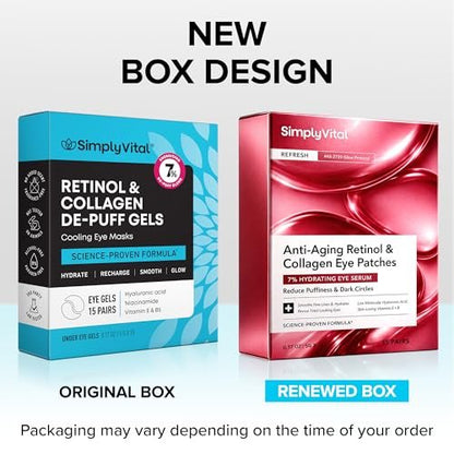 Under Eye Patches for Puffy Eyes and Dark Circles - Cooling Eye Masks with Collagen, Hyaluronic Acid & Retinol - Depuffing Undereye Mask Patches - 15 Pairs