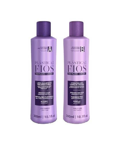 CADIVEU Plastica Dos Fios Home Care Kit – Keratin Hair Smoothing Shampoo and Conditioner Set for All Hair Types (2x300ml) Avelisse