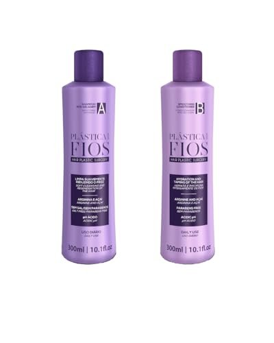 CADIVEU Plastica Dos Fios Home Care Kit – Keratin Hair Smoothing Shampoo and Conditioner Set for All Hair Types (2x300ml) Avelisse