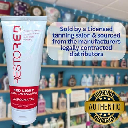 California Tan CT Restored 2-IN-1 Tanning Intensifier & Red Light Therapy Lotion, 6 oz - Collagen Boosting & Anti-Aging