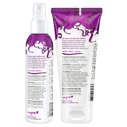 Not Your Mother's Curl Talk Defining Spray Gel & Defining Cream (2-Pack) - Rice Curl Complex for All Curly Hair Types
