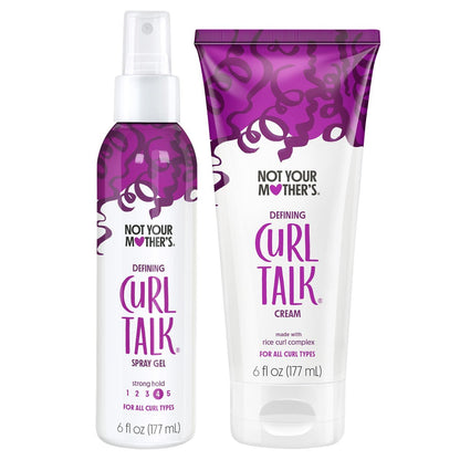 Not Your Mother's Curl Talk Defining Spray Gel & Defining Cream (2-Pack) - Rice Curl Complex for All Curly Hair Types