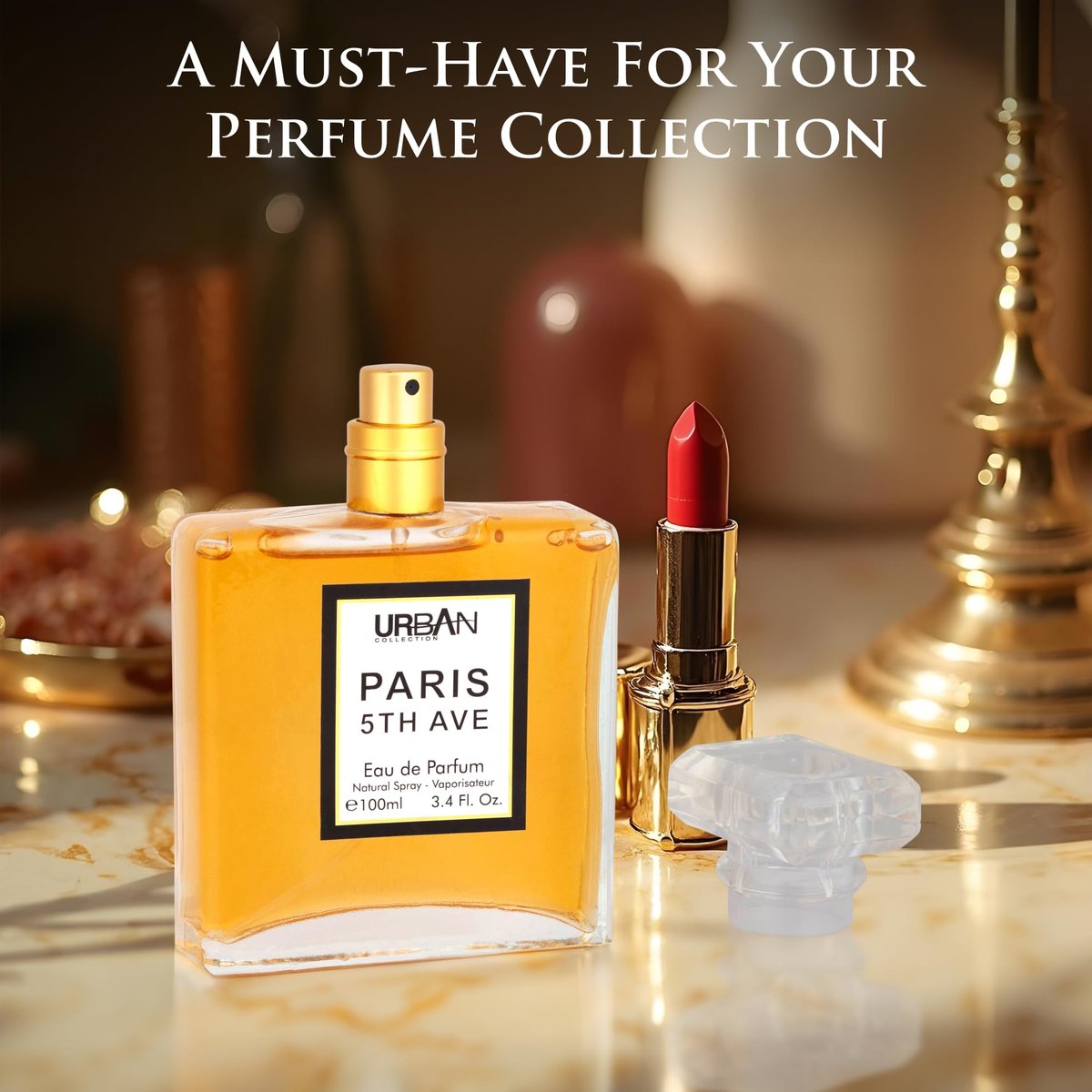 URBAN COLLECTION Paris 5th Avenue for Women Eau De Parfum - Elegant 100ml Bottle with Aldehydes, Neroli, Ylang Ylang, Bergamot & Peach Avelisse