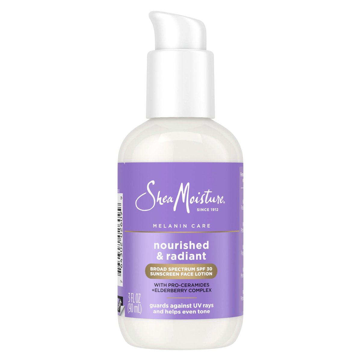 SheaMoisture Melanin Care Broad Spectrum SPF 30 Sunscreen Face Lotion - Nourished & Radiant, Pro-Ceramides + Elderberry Complex, 3 oz Avelisse