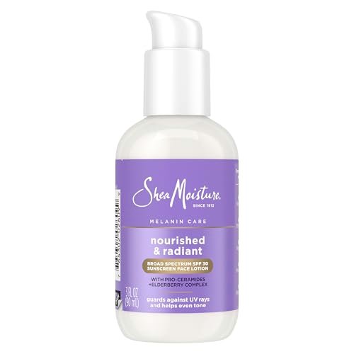 SheaMoisture Melanin Care Broad Spectrum SPF 30 Sunscreen Face Lotion - Nourished & Radiant, Pro-Ceramides + Elderberry Complex, 3 oz Avelisse