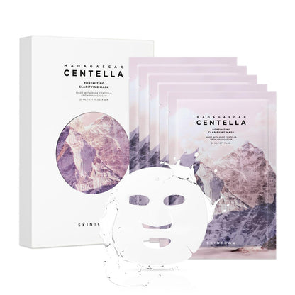 SKIN1004 Poremizing Clarifying Mask – Gentle Exfoliating Sheet Mask for Pore Elasticity & Minimizing, Korean Skincare, 5 Pack Avelisse