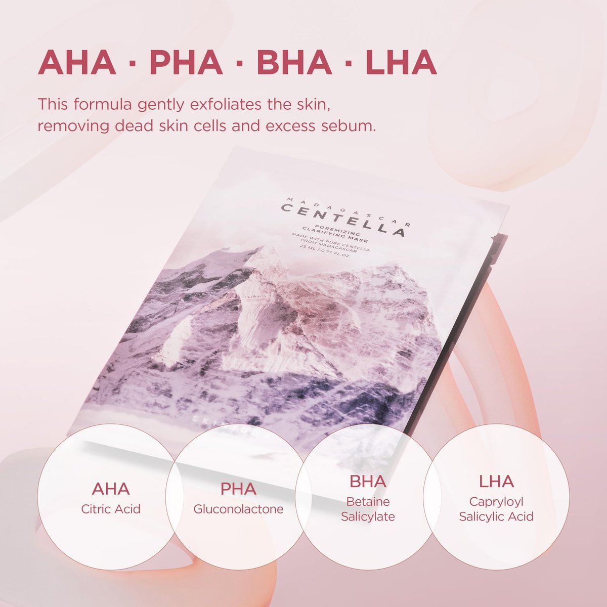 SKIN1004 Poremizing Clarifying Mask – Gentle Exfoliating Sheet Mask for Pore Elasticity & Minimizing, Korean Skincare, 5 Pack Avelisse