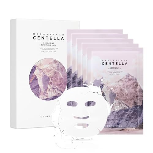 SKIN1004 Poremizing Clarifying Mask – Gentle Exfoliating Sheet Mask for Pore Elasticity & Minimizing, Korean Skincare, 5 Pack Avelisse
