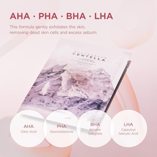 SKIN1004 Poremizing Clarifying Mask – Gentle Exfoliating Sheet Mask for Pore Elasticity & Minimizing, Korean Skincare, 5 Pack Avelisse