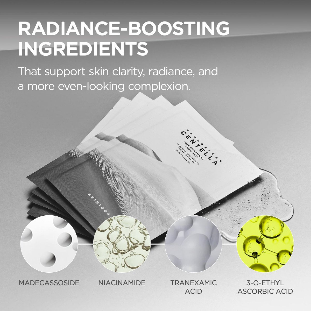SKIN1004 Tone Glow Mask – Hydrating Facial Sheet Mask for Radiant Skin & Uneven Skin Tone with Madagascar Centella, Korean Skincare, 25ml x 5ea Avelisse