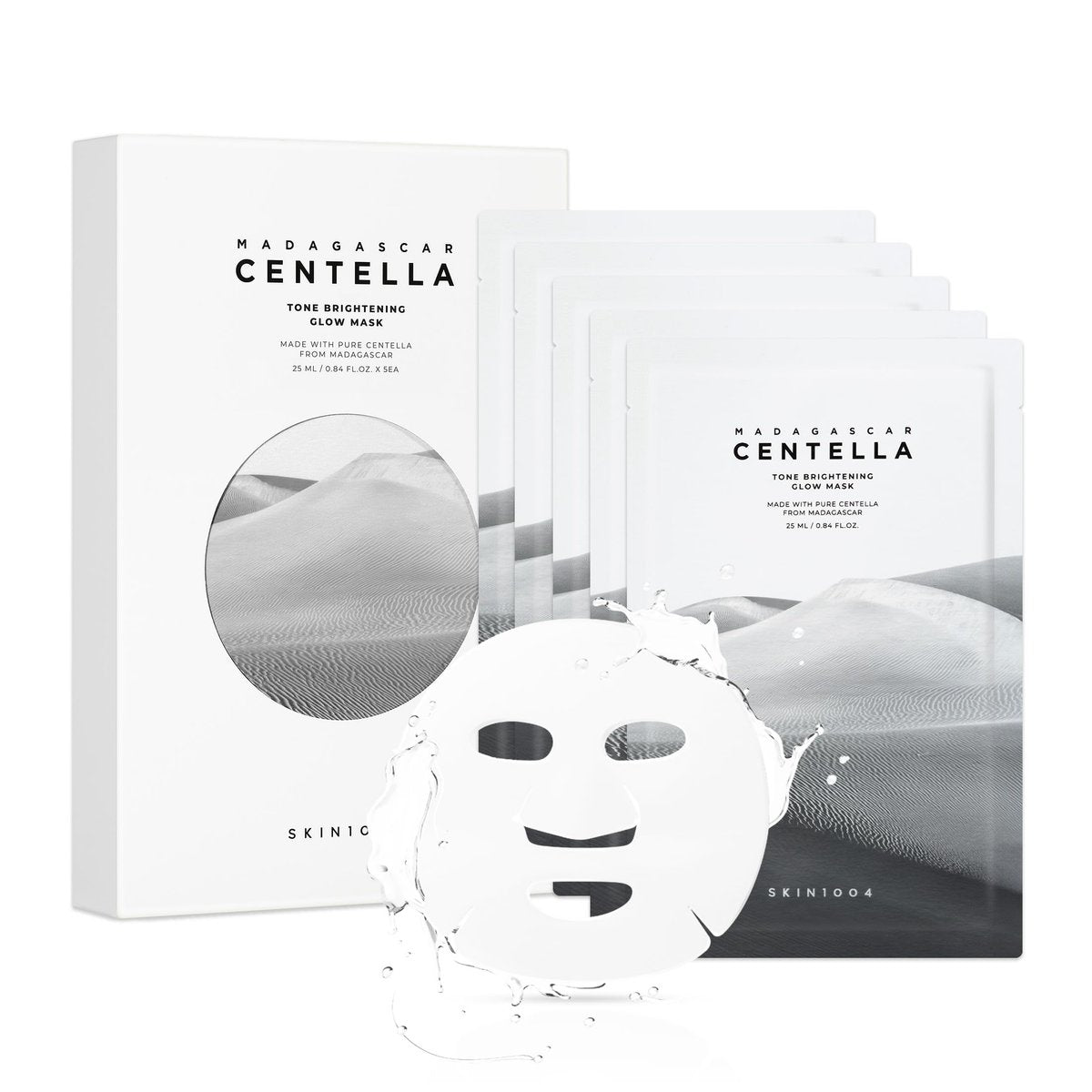 SKIN1004 Tone Glow Mask – Hydrating Facial Sheet Mask for Radiant Skin & Uneven Skin Tone with Madagascar Centella, Korean Skincare, 25ml x 5ea Avelisse