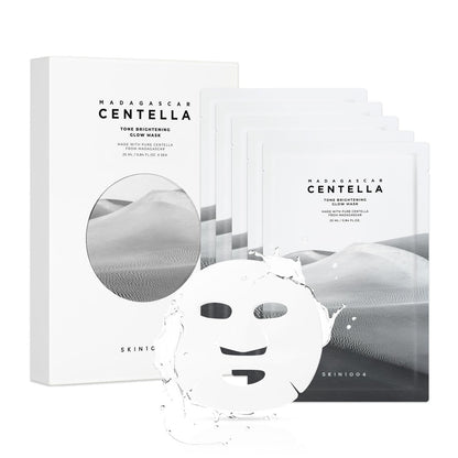 SKIN1004 Tone Glow Mask – Hydrating Facial Sheet Mask for Radiant Skin & Uneven Skin Tone with Madagascar Centella, Korean Skincare, 25ml x 5ea Avelisse