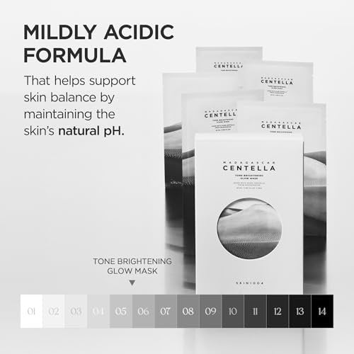 SKIN1004 Tone Glow Mask – Hydrating Facial Sheet Mask for Radiant Skin & Uneven Skin Tone with Madagascar Centella, Korean Skincare, 25ml x 5ea Avelisse
