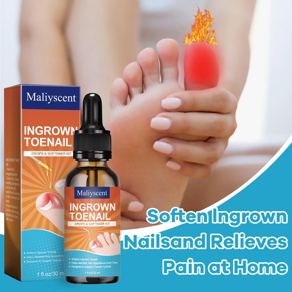 Ingrown Toenail Drop - Effective Pain Reliever and Softener Kit for Men and Women, Ingrown Toenail Corrector Drops, 1 Fl Oz Avelisse