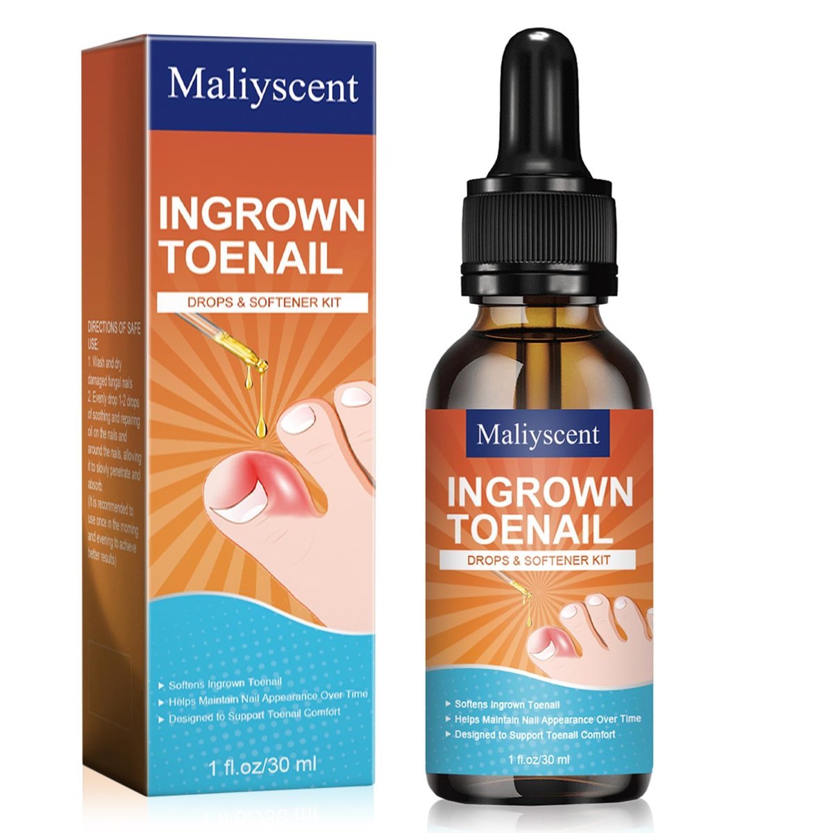 Ingrown Toenail Drop - Effective Pain Reliever and Softener Kit for Men and Women, Ingrown Toenail Corrector Drops, 1 Fl Oz Avelisse
