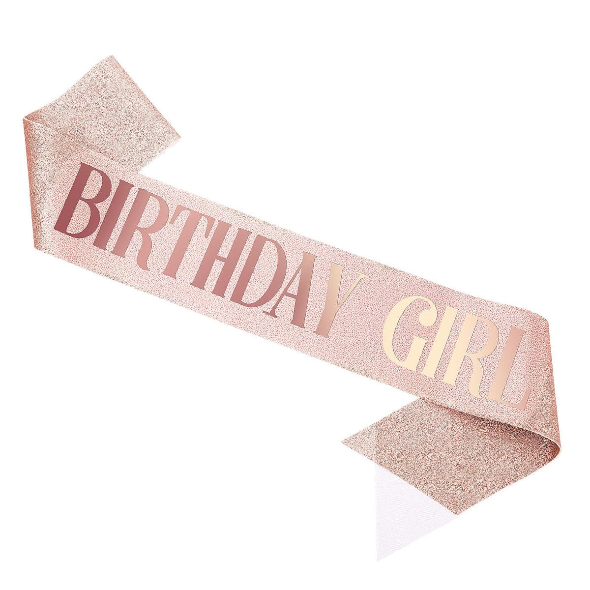Piriuuo Rose Gold Birthday Sash – Glitter Happy Birthday Sash for Women & Girls, Satin Cloth Birthday Party Decorations - görsel 1