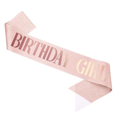Piriuuo Rose Gold Birthday Sash – Glitter Happy Birthday Sash for Women & Girls, Satin Cloth Birthday Party Decorations - görsel 2
