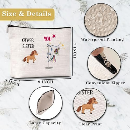 GREOXG Funny Other Sister and You Makeup Bag - Small Travel Cosmetic Pouch with Zipper, Cute Gift for Women Teen Girls Friends Mom Sisters Birthday Christmas Wedding