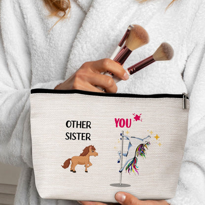 GREOXG Funny Other Sister and You Makeup Bag - Small Travel Cosmetic Pouch with Zipper, Cute Gift for Women Teen Girls Friends Mom Sisters Birthday Christmas Wedding