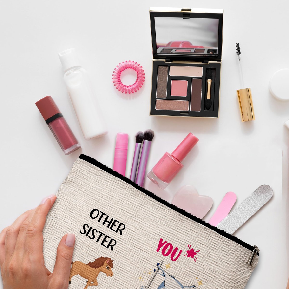 GREOXG Funny Other Sister and You Makeup Bag - Small Travel Cosmetic Pouch with Zipper, Cute Gift for Women Teen Girls Friends Mom Sisters Birthday Christmas Wedding - görsel 11
