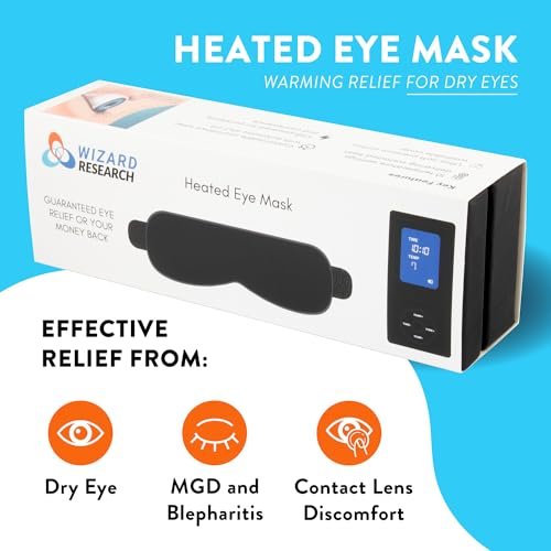 WIZARD RESEARCH Electric Heated Eye Mask – 10 Heat Levels for Dry Eyes, Styes, Puffiness, Computer Strain & More – 2025 Model Avelisse