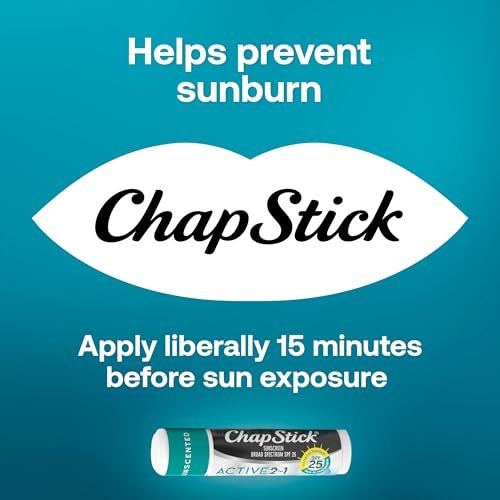 ChapStick Active 2-in-1 Unscented Lip Balm with Mineral SPF 25 Sunscreen - 0.18 oz, 3-Pack - görsel 14