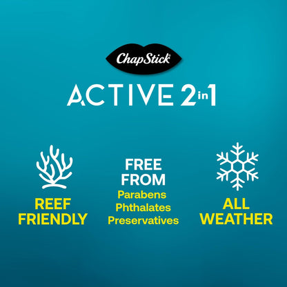 ChapStick Active 2-in-1 Unscented Lip Balm with Mineral SPF 25 Sunscreen - 0.18 oz, 3-Pack