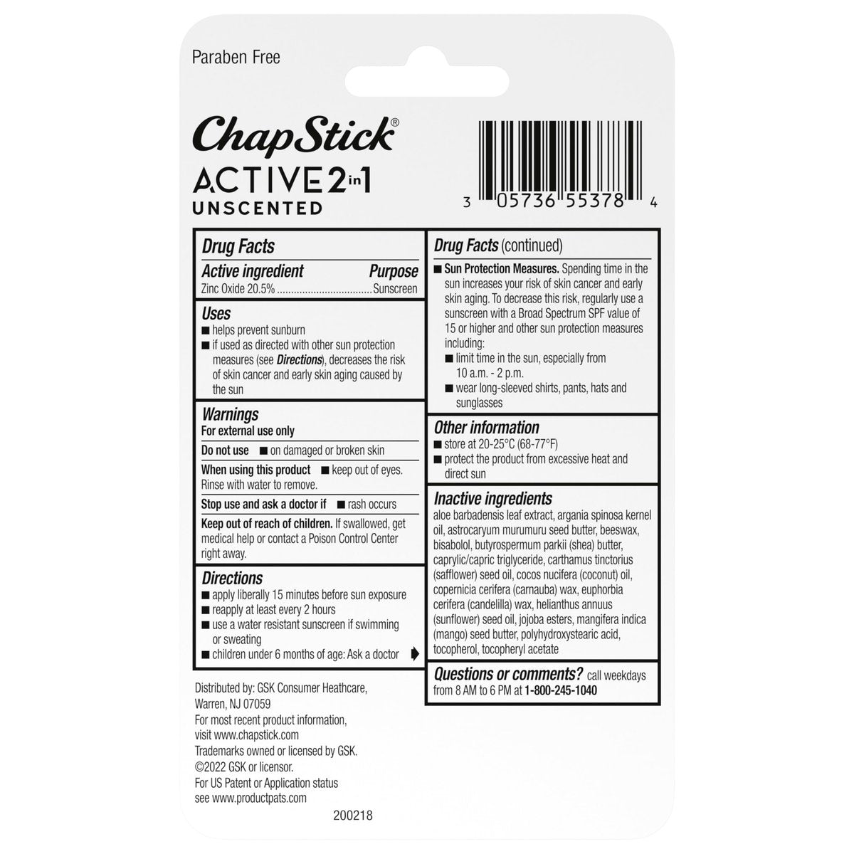 ChapStick Active 2-in-1 Unscented Lip Balm with Mineral SPF 25 Sunscreen - 0.18 oz, 3-Pack - görsel 17