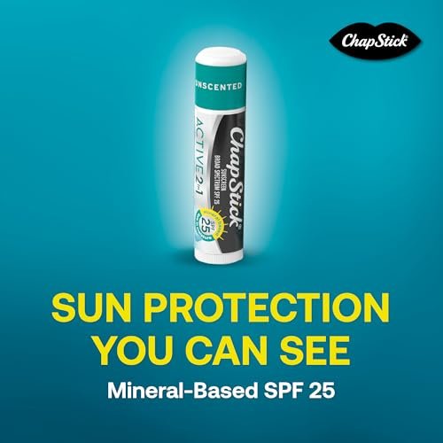 ChapStick Active 2-in-1 Unscented Lip Balm with Mineral SPF 25 Sunscreen - 0.18 oz, 3-Pack - görsel 10