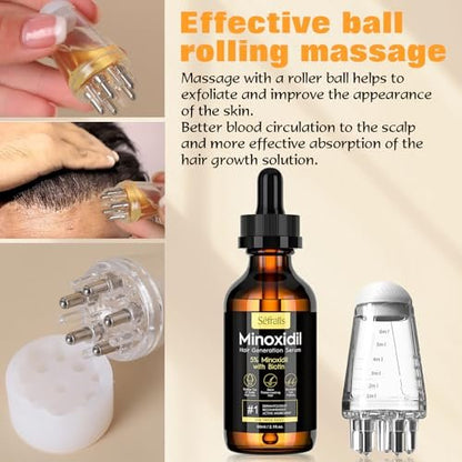 5% Minoxidil Hair Growth Oil for Men & Women Kit - Extra Strength Regrowth Serum, Topical Hair Loss Treatment, Thicker Healthier Hair & Beard Growth Kit, 2.11 fl.oz Avelisse